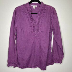 lucy & Laurel Purple long sleve purple 100% linen